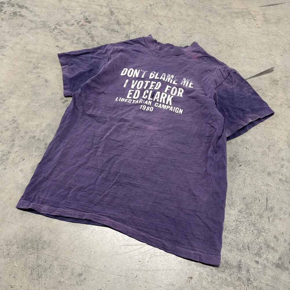 Vintage 80s Libertarian‎ Campaign Ed Clark Tee Large - Picture 2 of 9